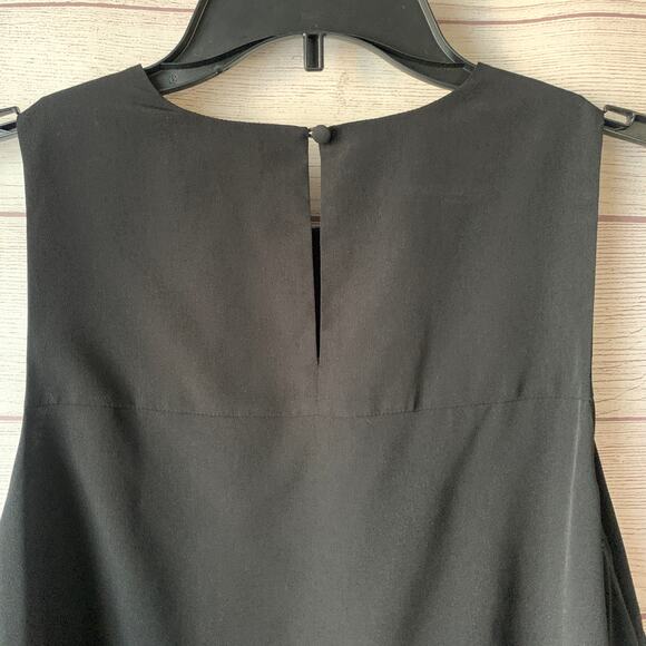 1. State Black Sleeveless Blouse Winged Asymmetrical Handkerchief Tiered Size XS - Picture 6 of 16